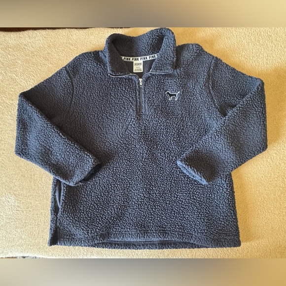 Victoria's Secret Tops - Victoria's Secret PINK Gray Sherpa Pullover